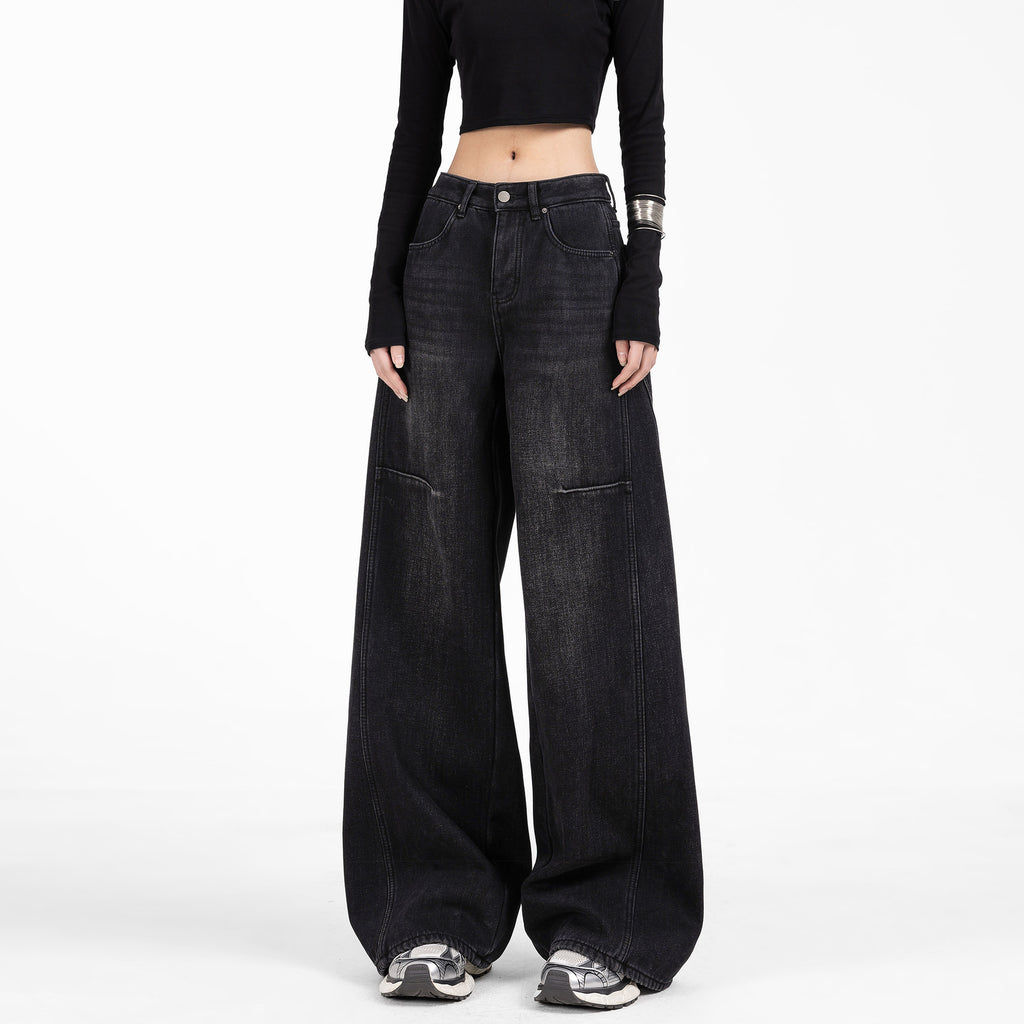 Retro Wide-Leg Denim Pants for Women
