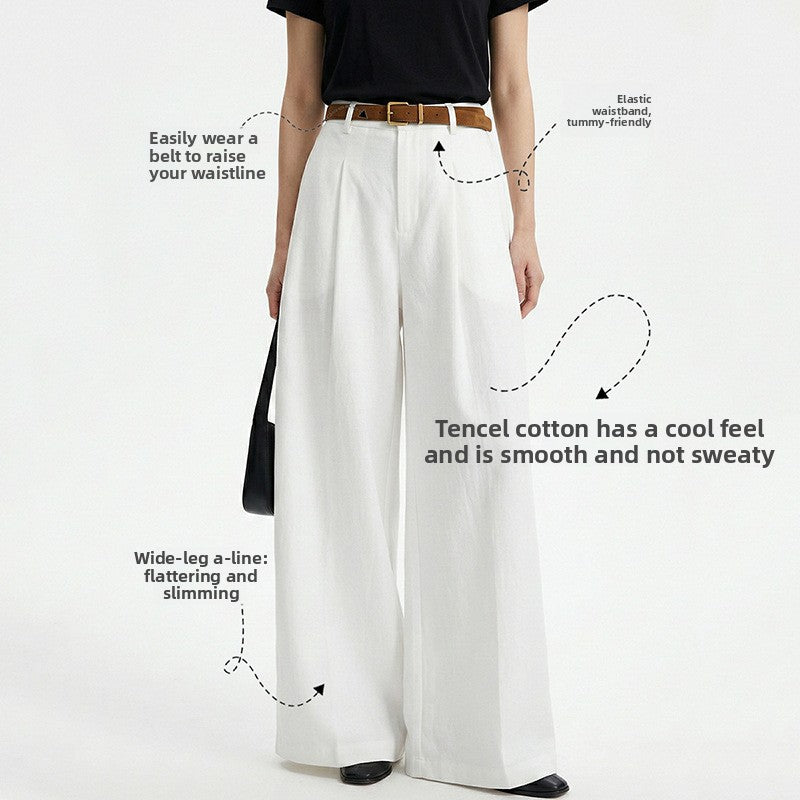 Tencel Cotton Flared Wide Leg Pants for Women