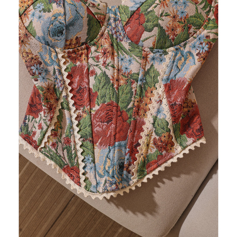 Retro Jacquard Bustier Vest