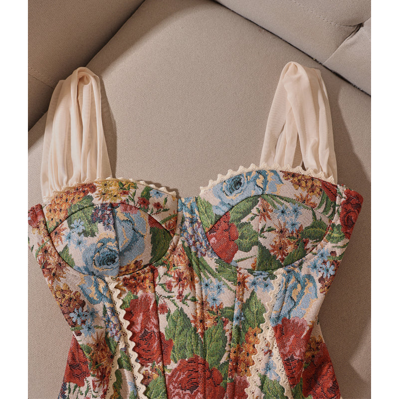 Retro Jacquard Bustier Vest