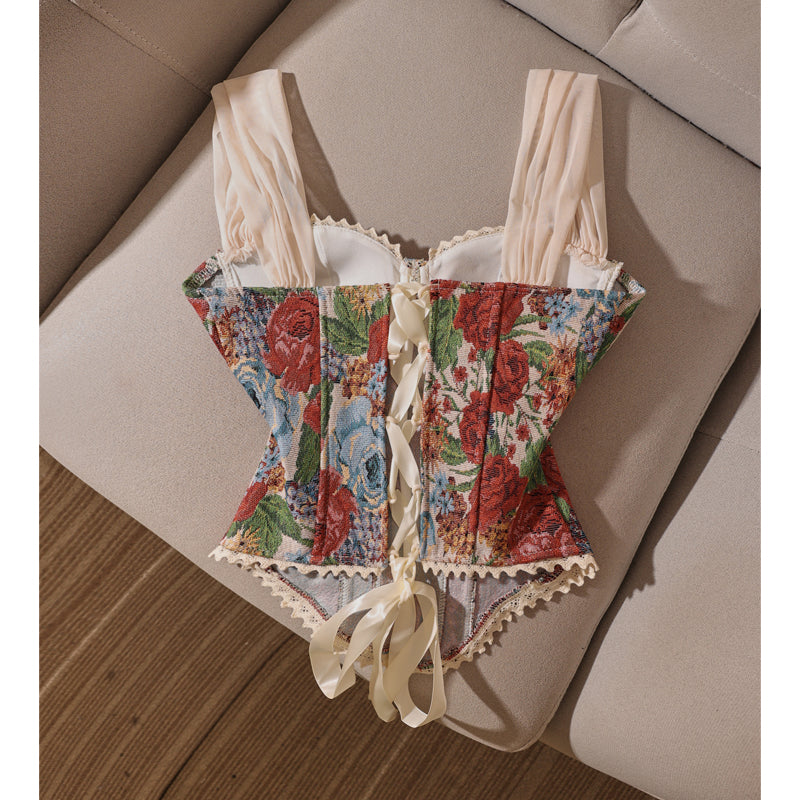Retro Jacquard Bustier Vest