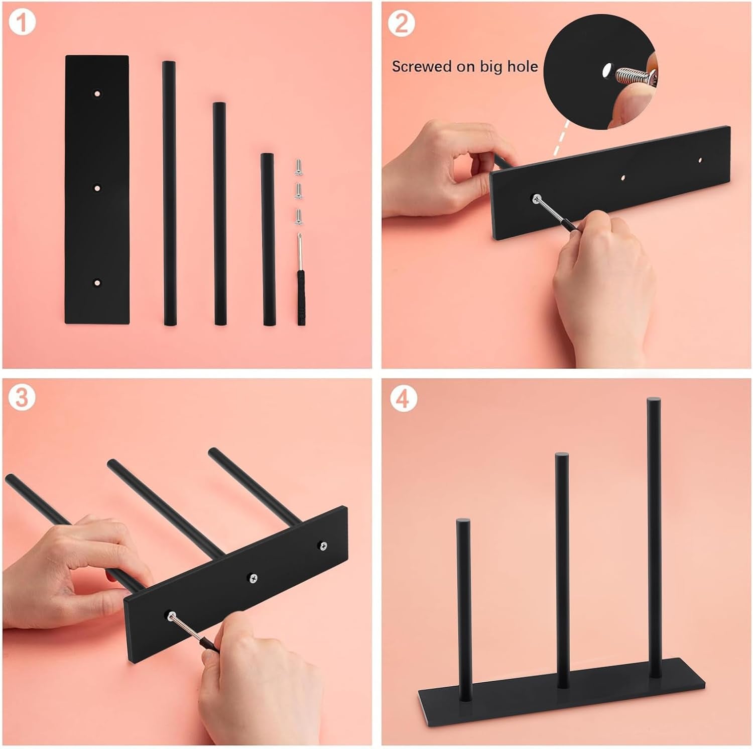 3-Tiers Acrylic Scrunchie Holder Organizer, Black Hair Tie Holder Stand for Women Teen Girls Scrunchie Storage Scrunchy Hair Accessories Organizer