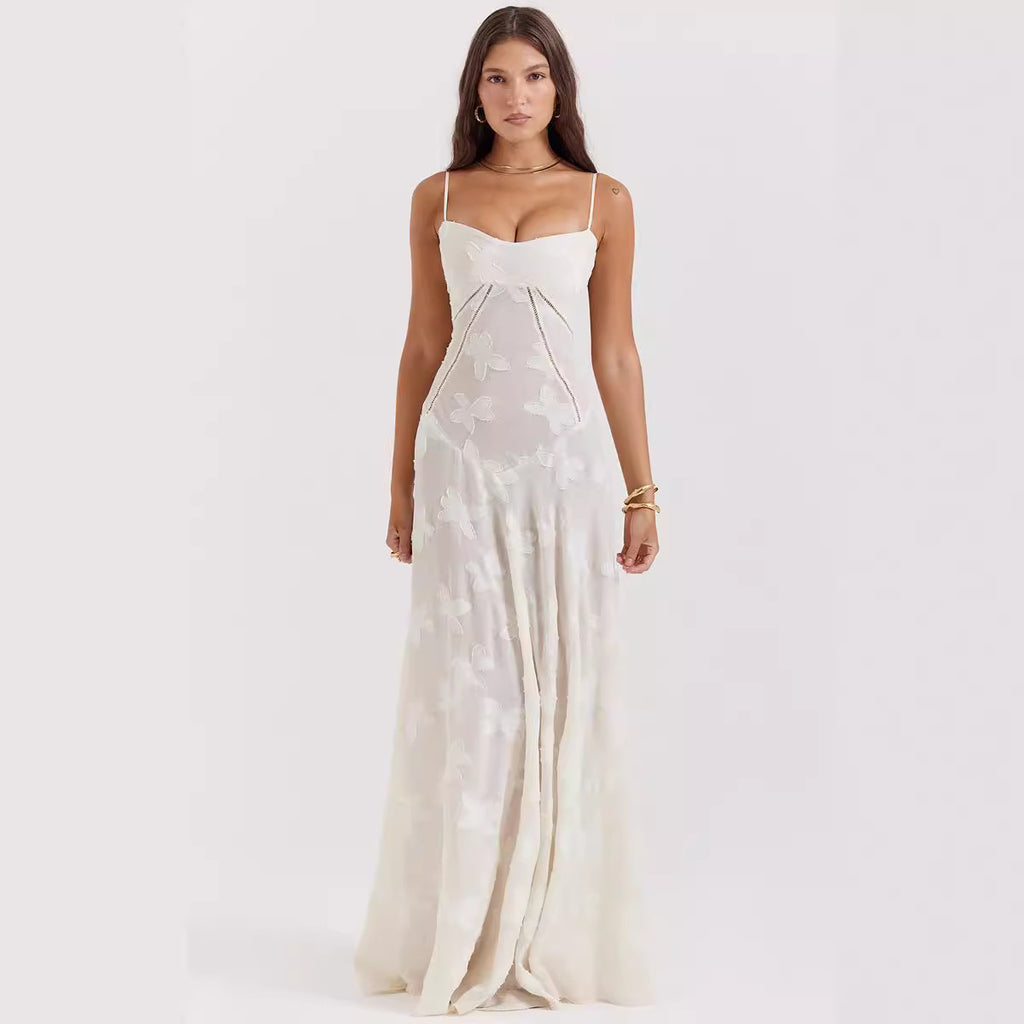 French Style Strap Niche Lace Sling Dress Women's New Fashion Autumn Fairy Skirt Vacation Casual Mid-length