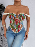 Retro Jacquard Bustier Vest