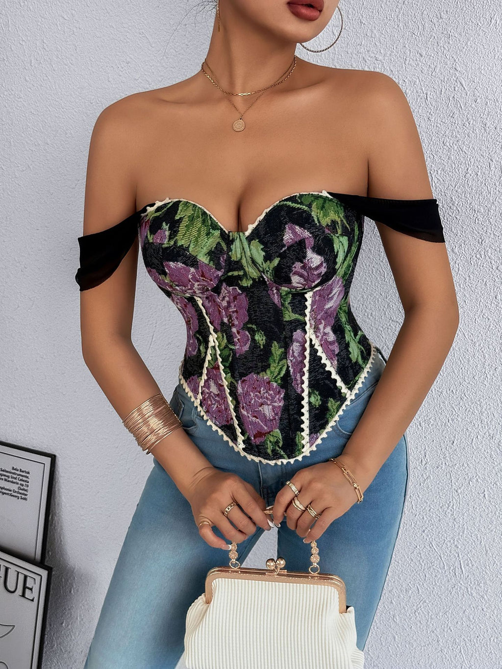 Retro Jacquard Bustier Vest