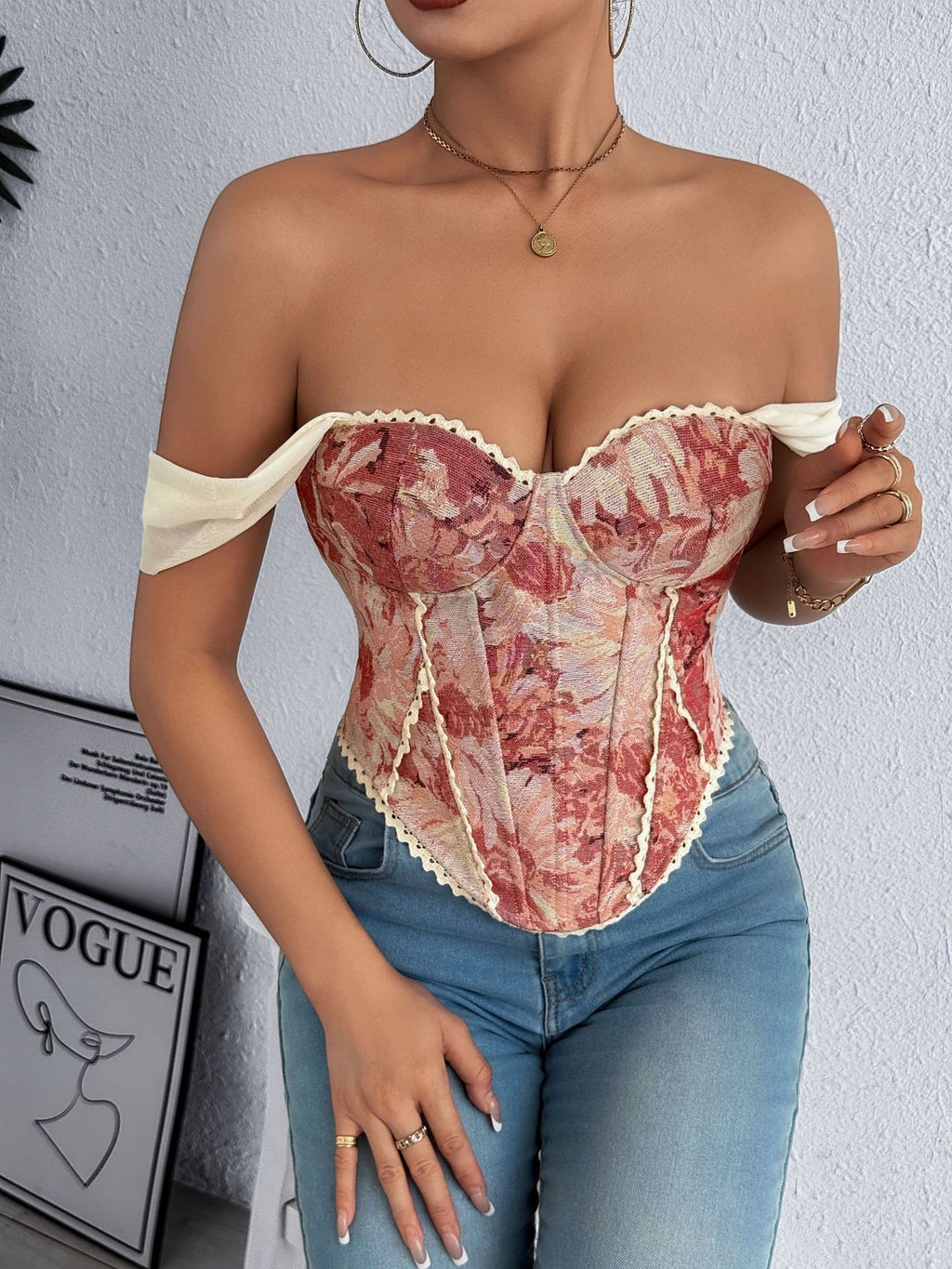Retro Jacquard Bustier Vest